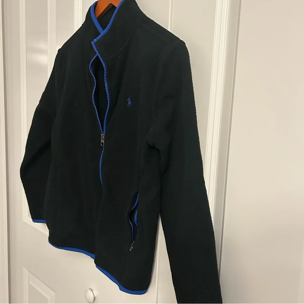 Polo Ralph Lauren Black Full-Zip Fleece Jacket | Size M | Classic Logo Outerwear